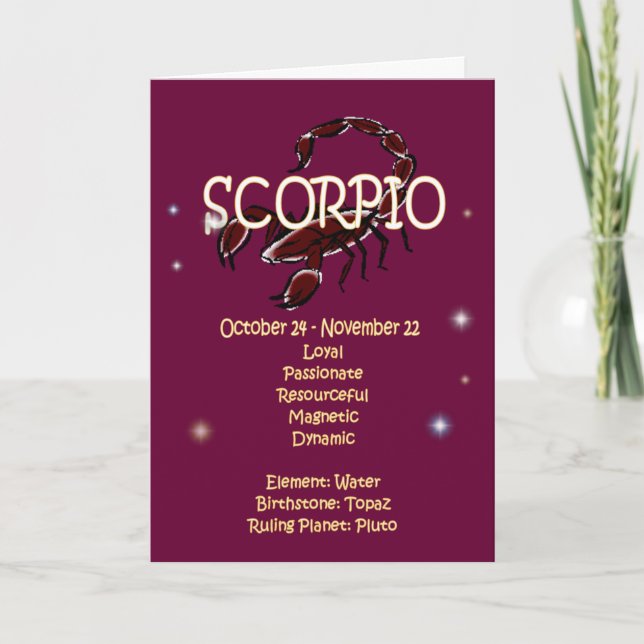 Scorpio Zodiac Birthday Kort (Framsida)