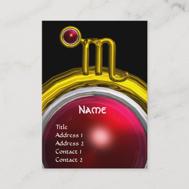 SCORPIO ZODIAC BIRTHDAY MONOGRAM Red Grenade Visitkort (Framsida)