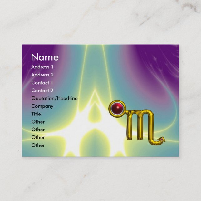 SCORPIO ZODIAC BIRTHDAY Red Grenade Visitkort (Framsida)