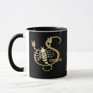 Scorpio ♏ Zodiac Birthday Sign / Black and Guld Mugg