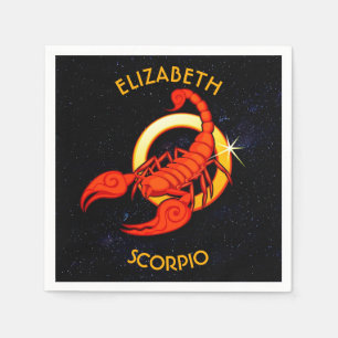 Scorpio Zodiac Birthday-tecken med ditt eget namn Pappersservett