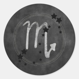 Scorpio zodiac constellation black silver stars runt klistermärke