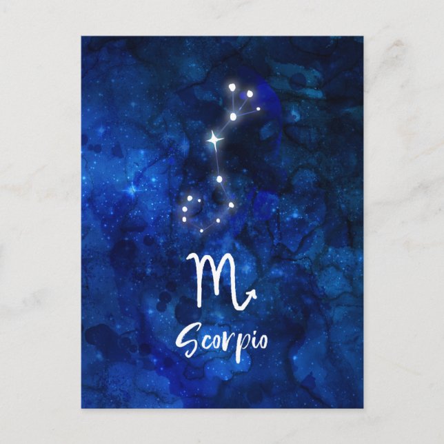 Scorpio Zodiac Constellation Blue Galaxy Celestial Vykort (Framsida)