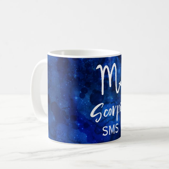 Scorpio Zodiac Constellation Blue Galaxy Monogram Kaffemugg (Framsida vänster)