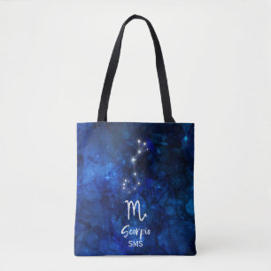 Scorpio Zodiac Constellation Blue Galaxy Monogram Tygkasse
