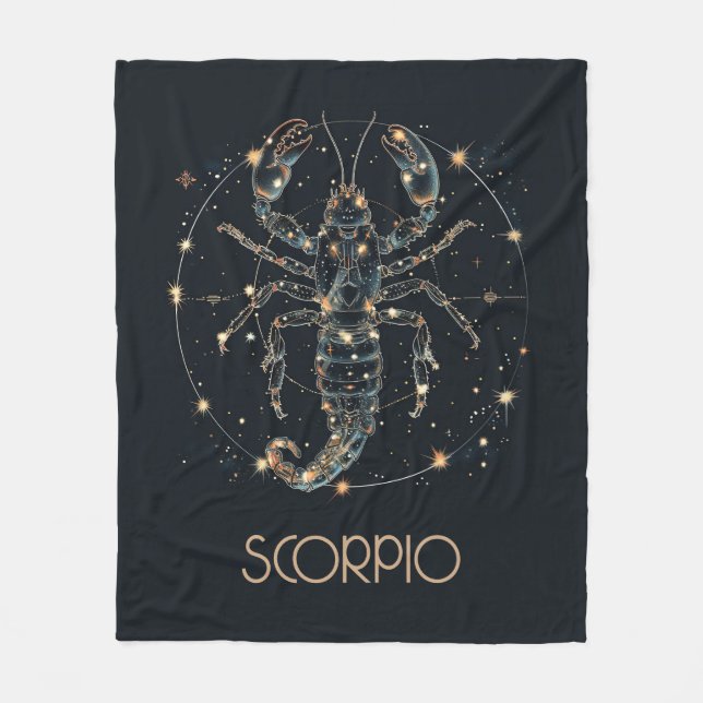 Scorpio Zodiac Constellation Fleece Blanket (Framsidan)