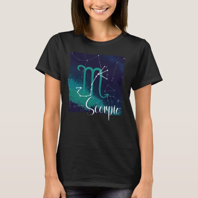 Scorpio Zodiac Constellation T Shirt (Framsida)