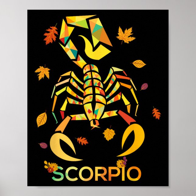 Scorpio Zodiac Fall Scorpion Birthday Poster (Framsidan)