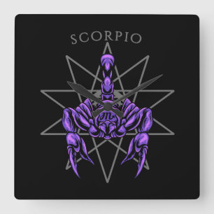 Scorpio zodiac fyrkantig klocka
