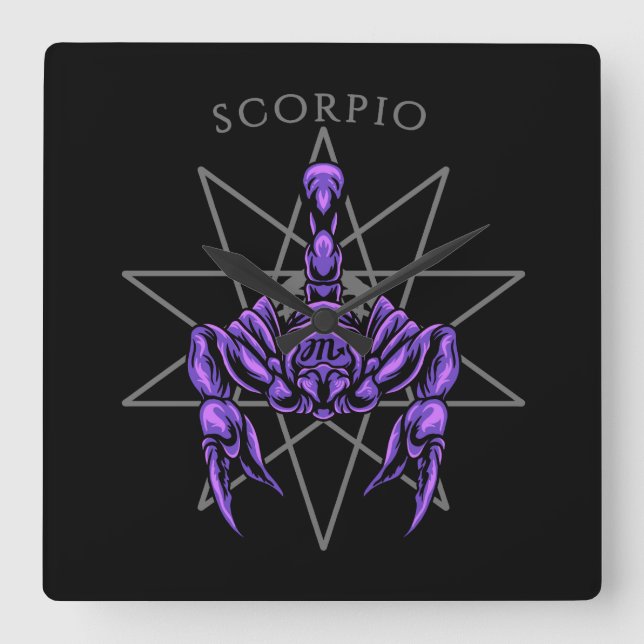 Scorpio zodiac fyrkantig klocka (Framsida)