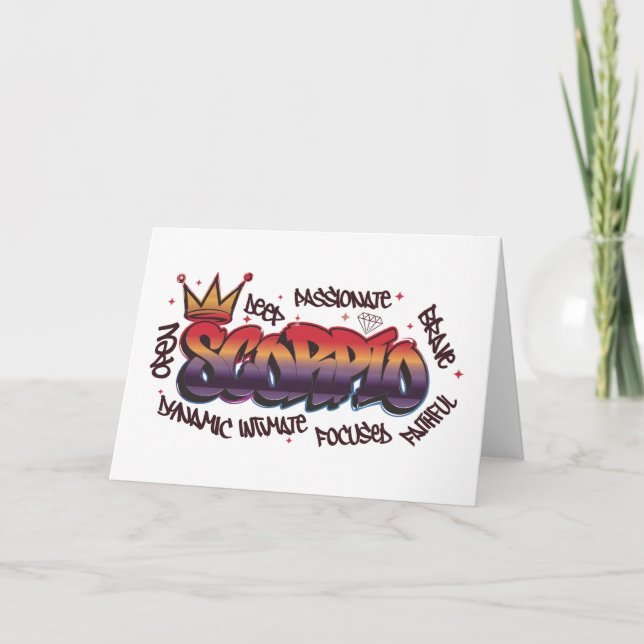 Scorpio zodiac graffiti kort (Framsida)