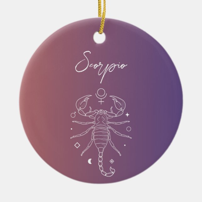 Scorpio zodiac horoscope stjärntecken gradient julgransprydnad keramik (Framsidan)