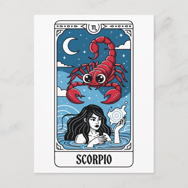 Scorpio Zodiac Illustration Tarot Stil Vykort (Framsida)