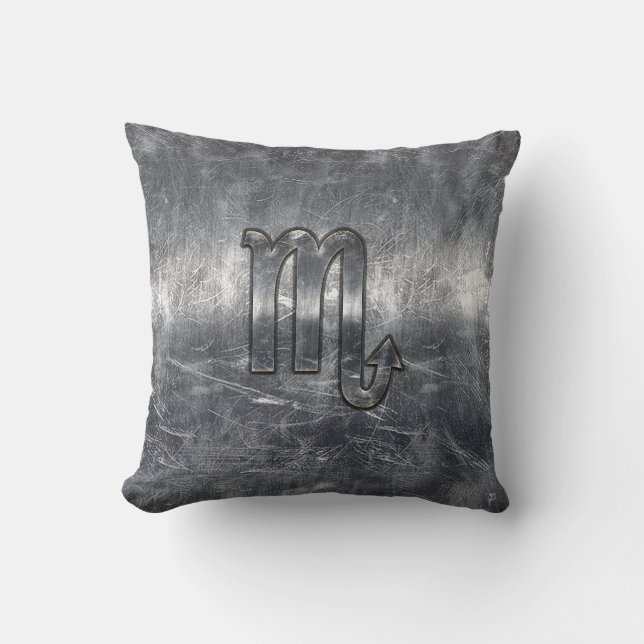 Scorpio Zodiac-inloggning Distress Steel Decor Kudde (Framsida)
