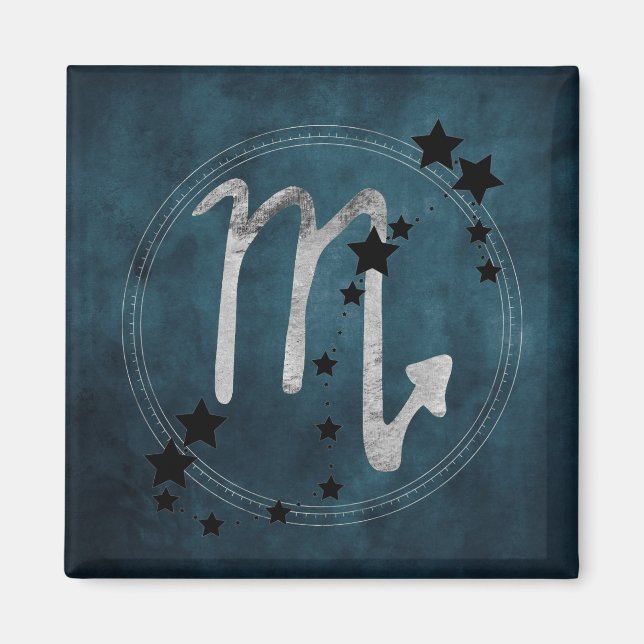 Scorpio zodiac-konstellationen Black & silver Magnet (Framsidan)