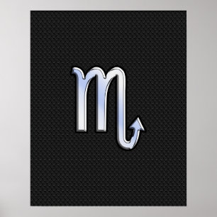 Scorpio Zodiac-krom som Signblack snake skin Poster