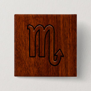 Scorpio Zodiac Logga in Mahogany Brown Stil Knapp