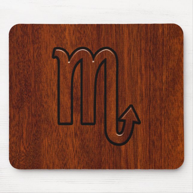 Scorpio Zodiac Logga in Mahogany Brown Stil Musmatta (Framsidan)