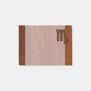 Scorpio Zodiac Logga in Mahogany Brown Stil Post-it Block