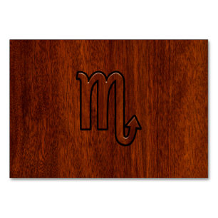 Scorpio Zodiac Logga in Mahogany Stil Bordsnummer