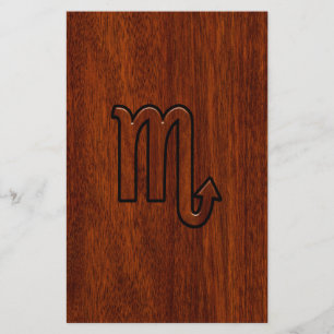 Scorpio Zodiac Logga in Mahogany Stil Brevpapper