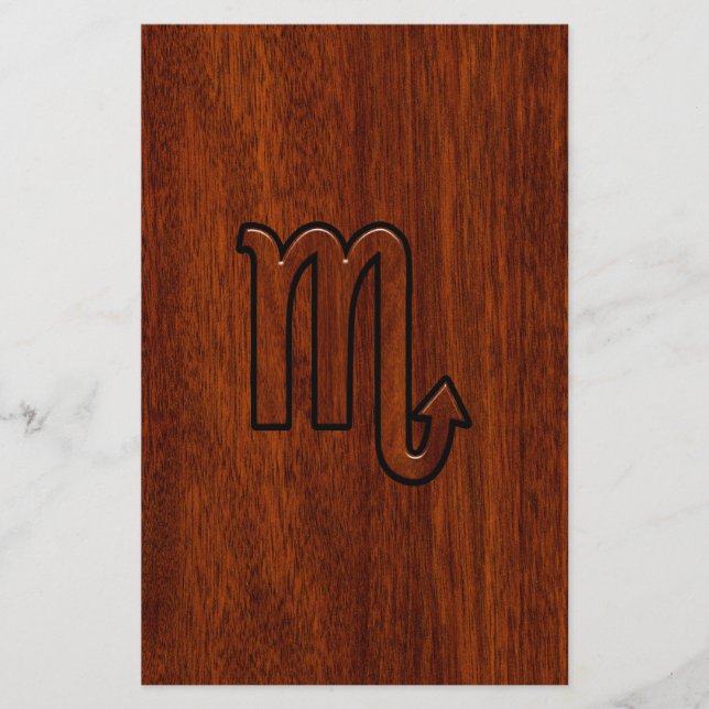 Scorpio Zodiac Logga in Mahogany Stil Brevpapper (Framsida)