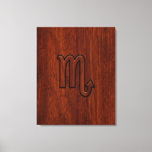 Scorpio Zodiac Logga in Mahogany Stil Canvastryck