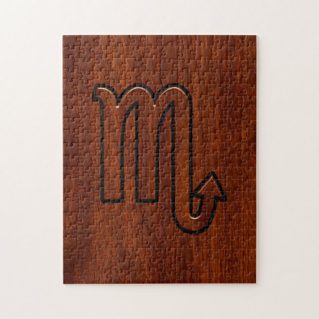 Scorpio Zodiac Logga in Mahogany Stil Decor Pussel (Vertikal)