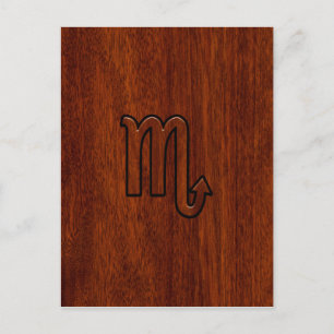 Scorpio Zodiac Logga in Mahogany Stil Vykort