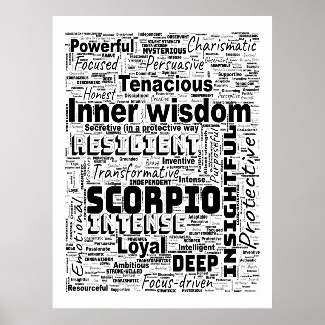 Scorpio Zodiac Ord Cloud inspiration Poster (Framsidan)