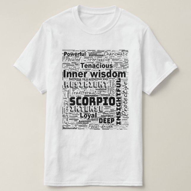 Scorpio Zodiac Ord Cloud-inspiration T Shirt (Design framsida)