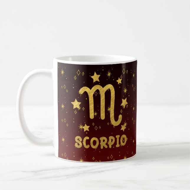 Scorpio Zodiac Red och Guld Astrology Mugg (Vänster)