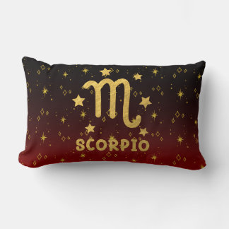 Scorpio Zodiac Red och Guld Lumbar Pillow Lumbarkudde