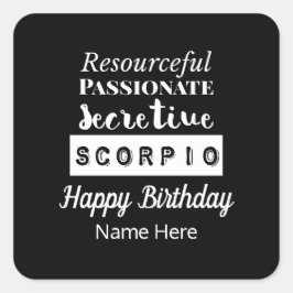 Scorpio Zodiac Roligt Egenskaper Födelsedag Fyrkantigt Klistermärke