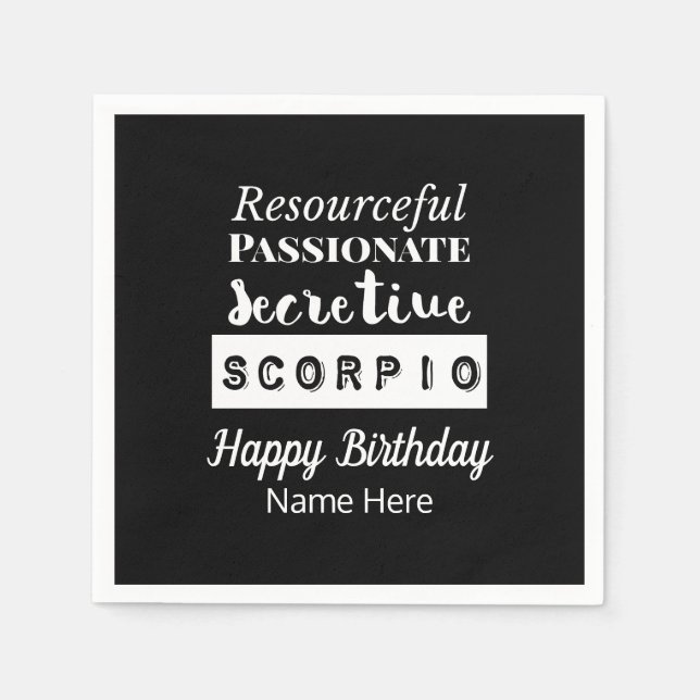 Scorpio Zodiac Roligt Egenskaper Födelsedag Pappersservett (Framsidan)