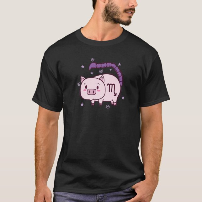 Scorpio Zodiac Sign as a Piggy T Shirt (Framsida)