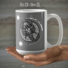 Scorpio Zodiac Sign Astrology Mandala Black White Kaffemugg