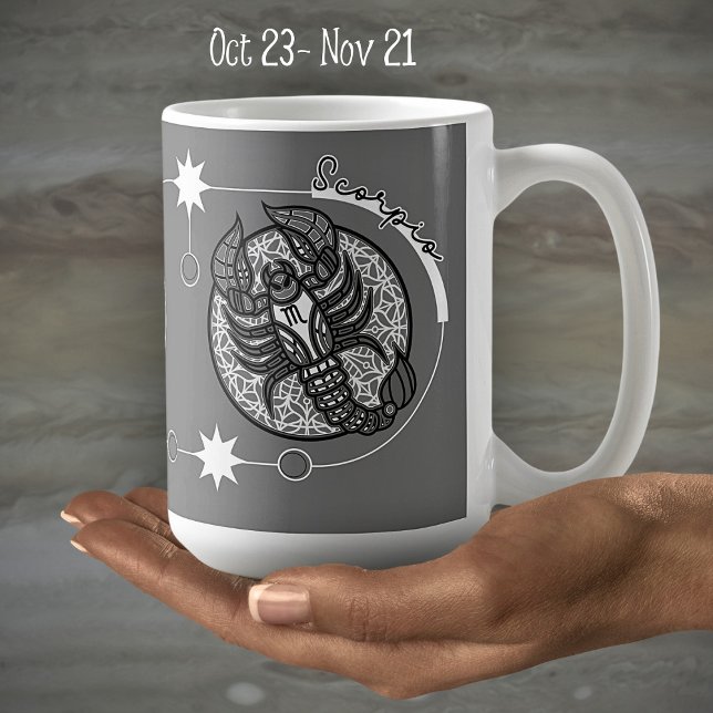 Scorpio Zodiac Sign Astrology Mandala Black White Kaffemugg (Skapare uppladdad)