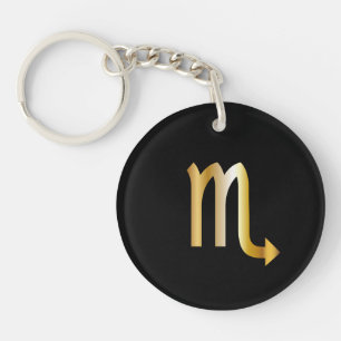Scorpio Zodiac Sign, Black & Guld Keychain