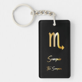Scorpio Zodiac Sign, Black & Guld Keychain