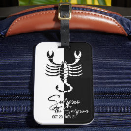 Scorpio Zodiac Sign Black & White Luggage Tag Bagagebricka