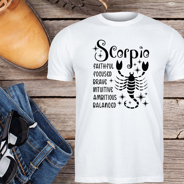 Scorpio Zodiac Sign Horoscope Personality Traits T Shirt (Skapare uppladdad)