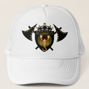 Scorpio Zodiac Sign On Black Shield Truckerkeps