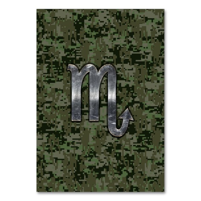 Scorpio Zodiac Sign Woodland Digital Camo Bordsnummer (Framsidan)