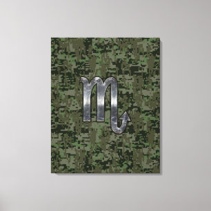 Scorpio Zodiac Sign Woodland Digital Camo Canvastryck