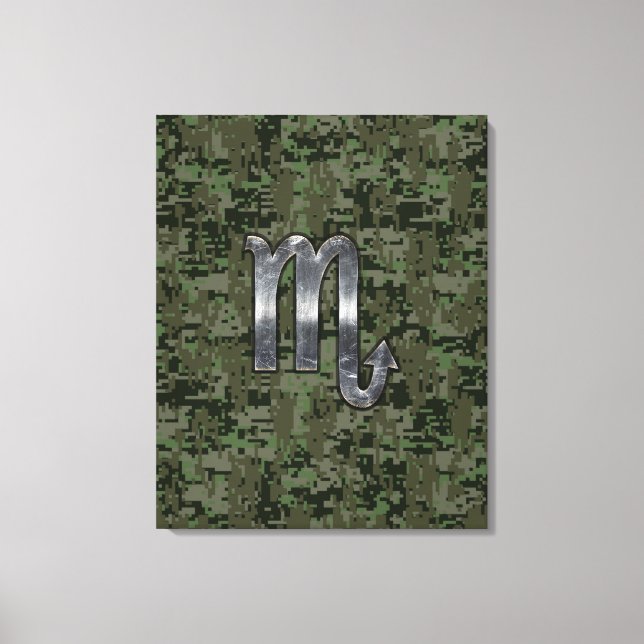Scorpio Zodiac Sign Woodland Digital Camo Canvastryck (Framsida)