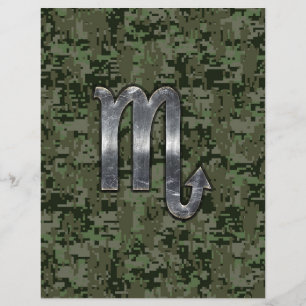 Scorpio Zodiac Sign Woodland Digital Camo Reklamblad