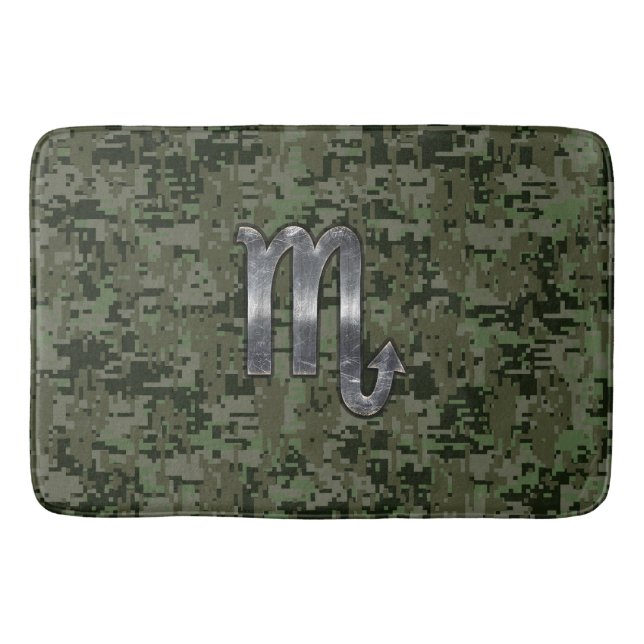 Scorpio Zodiac Sign Woodland Grönt Digital Camo Badrumsmatta (Framsidan)