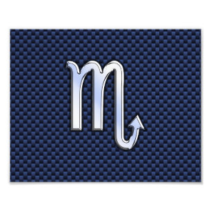 Scorpio Zodiac Signal navy blue carbon fiber print Fototryck