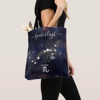Scorpio Zodiac Signera Cosmic Monogram Namn Tygkasse